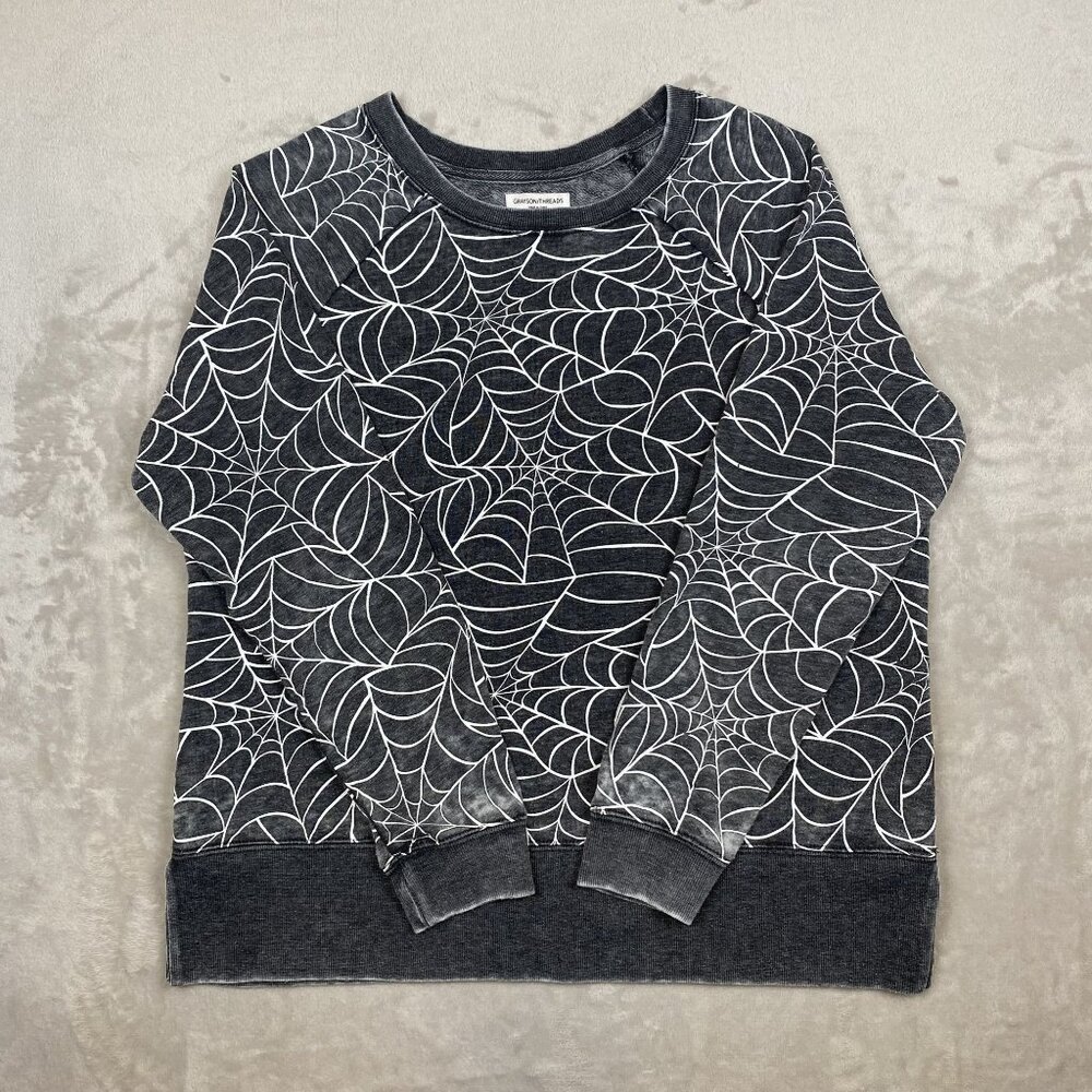Grayson Threads Spiderweb Pullover Sweatshirt Black White Halloween Size XXL